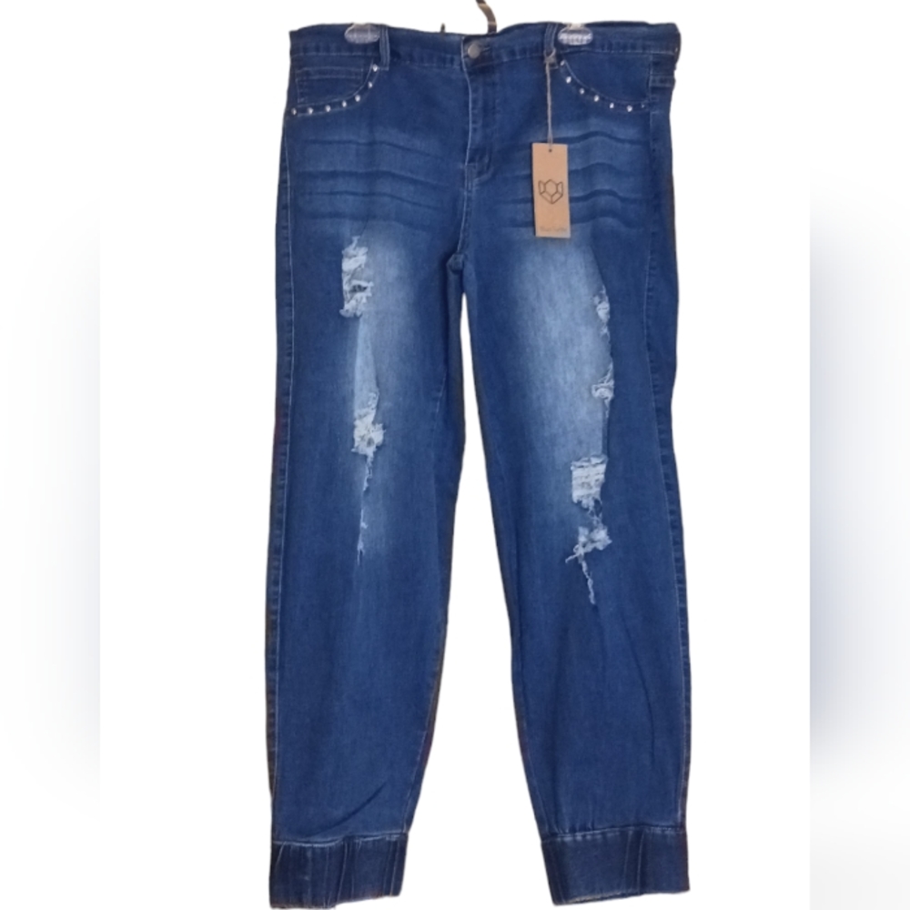 Women's Sustainable Designer Jeans Studded Embellishments. By Blue Turtle 18